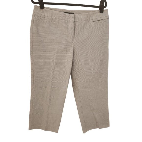 Lafayette 148 Straight Leg Grey Horizontal Pinstripe Trouser Cropped Pants 12 - Picture 1 of 5